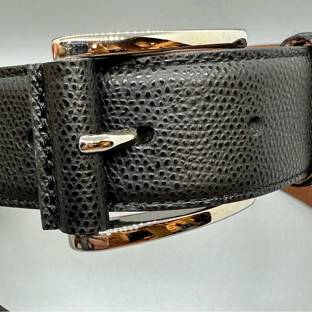 Brooks Brothers NWOT Black Pebble Grain Leather with SilverTone Buckle